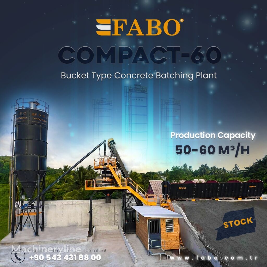 új FABO CENTRALE À BÉTON COMPACTE À GODET 60 M3/H | STOCK betonüzem